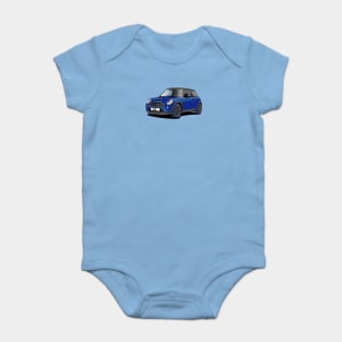 Blue Mini Cooper Car Baby Bodysuit